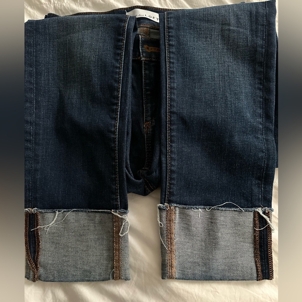 Loft Modern Straight Built In Cuff Jeans - Picture 4 of 6